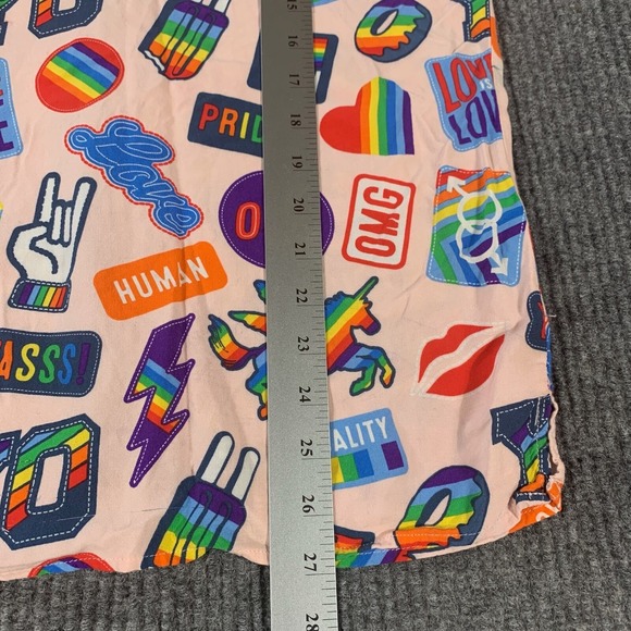 Trinity Collective Shirt Mens Small Pink Button Up Camp Pride Love Peace Rainbow - Picture 14 of 14